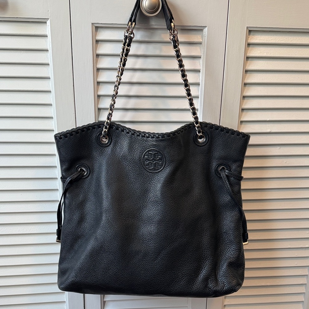 Tory Burch Black Leather Tote Bag